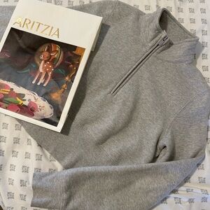 Aritzia Light Gray Half-Zip Sweatshirt